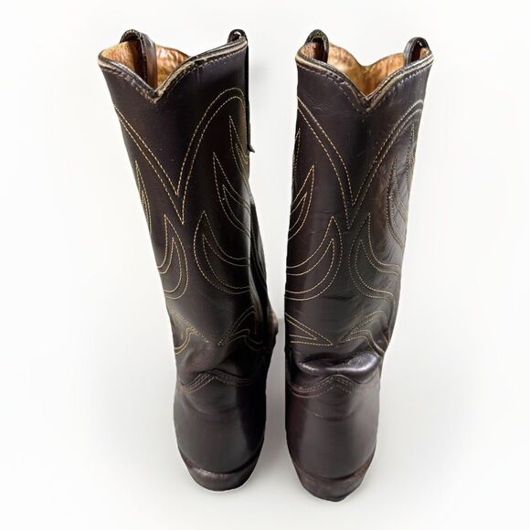 VTG Men’s Cowboy Boots USA Made Leather Exotic Print Sz 8.5D Western Pointed Toe